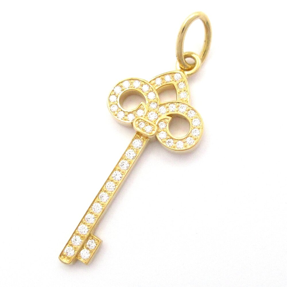 Tiffany & Co. Fleur de Lis Key Mini Pendant Head 18K Yellow Gold Diamond